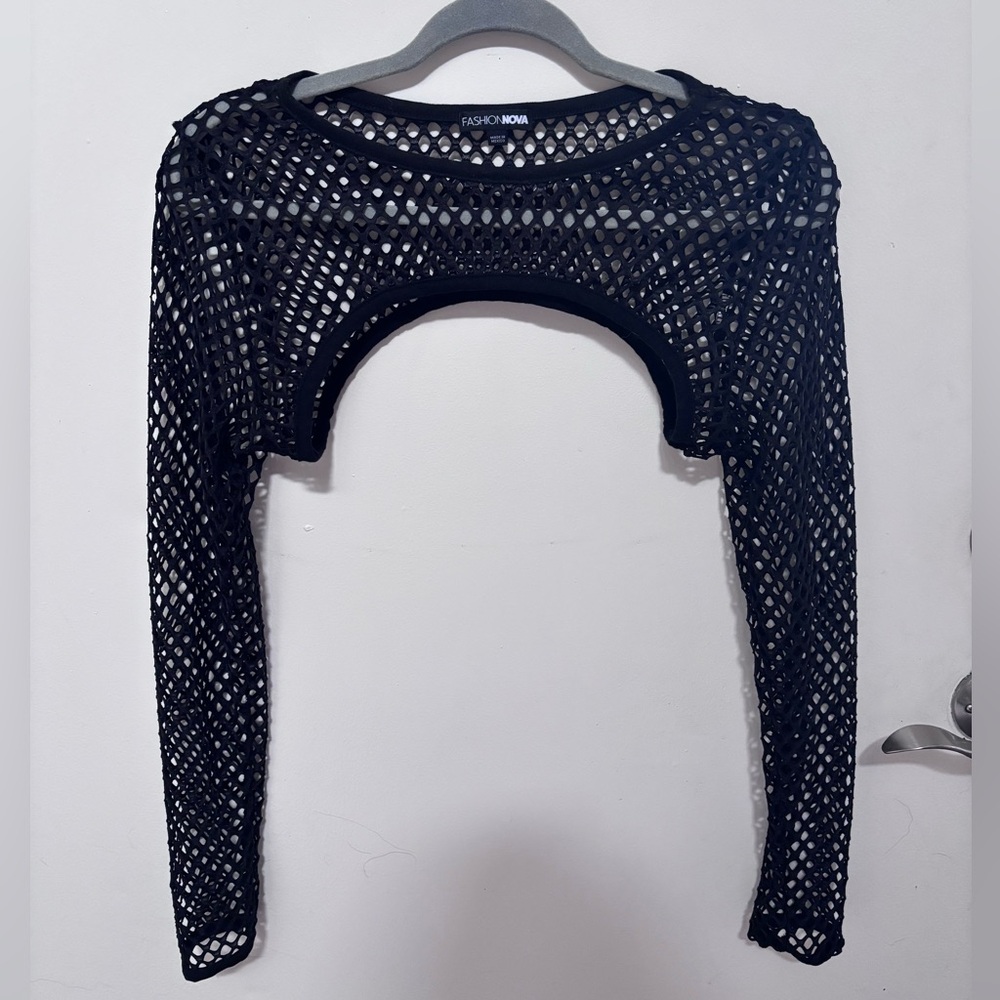 Fashion Nova Black Mesh Shrug